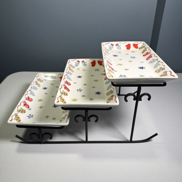 Rare -‎ Pfaltzgraff Taffy Candy Christmas 3 Step Buffet Server Holiday | Retired - Picture 5 of 8